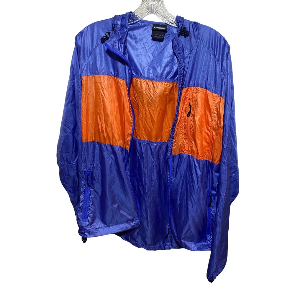 Nike Sportswear Windbreaker Jacket Blue Orange Colorblock‎ Hooded Ripstop Mens M